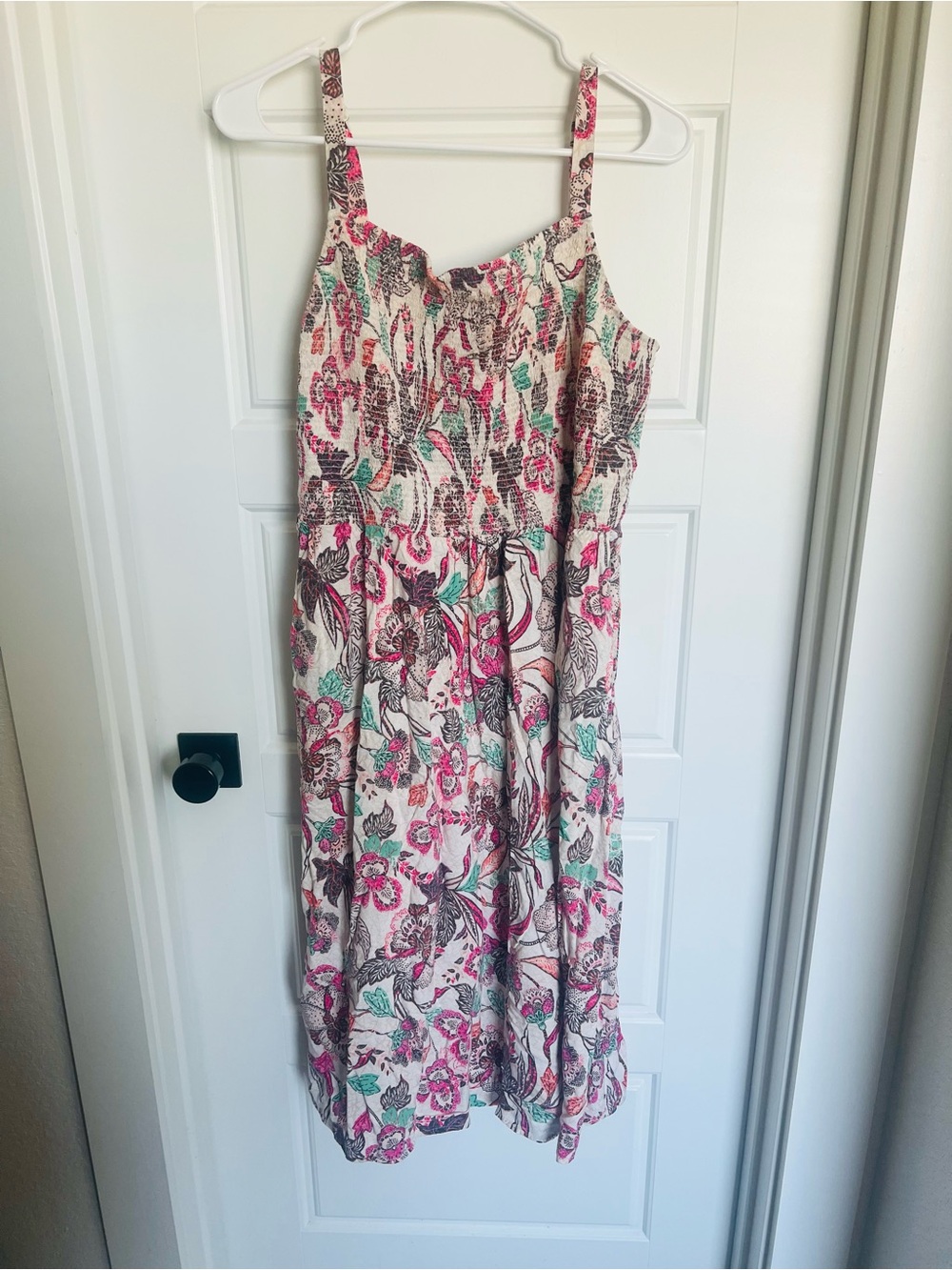 Old Navy Floral Smocked Maxi Dress in Pink, Mint, and Cream - Picture 5 of 5
